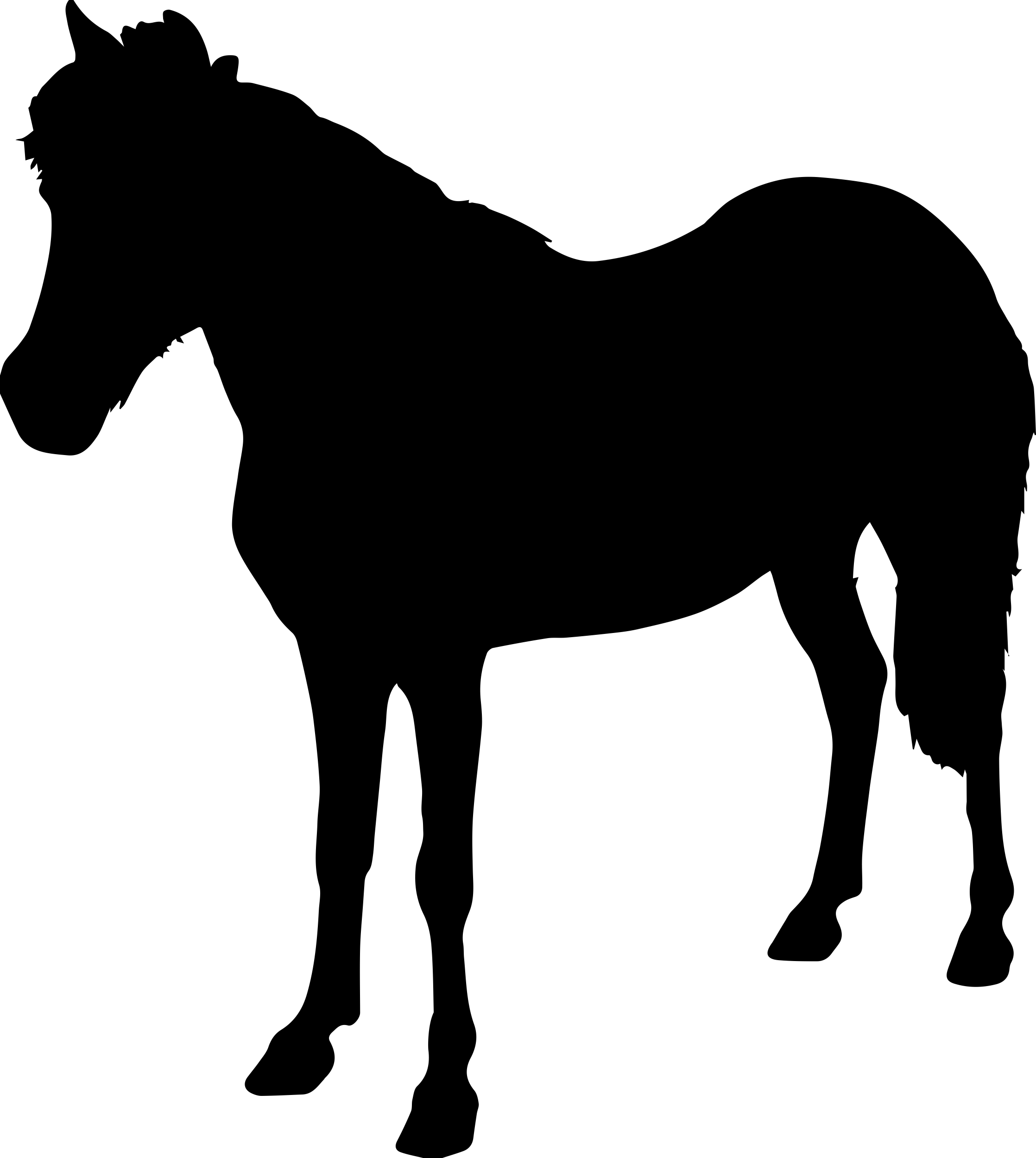Horse Standing Animal Black Shape Facing Left Sketch Style Svg Vector Free Vectors